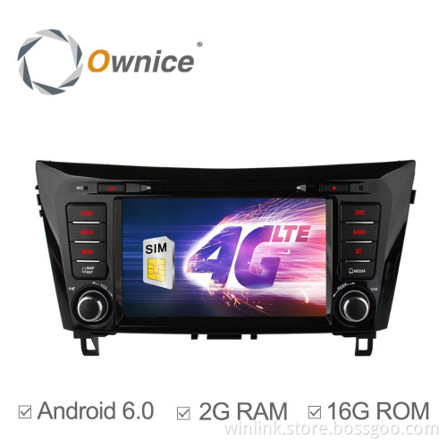 Ownice Android 6.0 Cortex A53 quad core Multimedia player for nissan qashqai support DVR + 16G ram